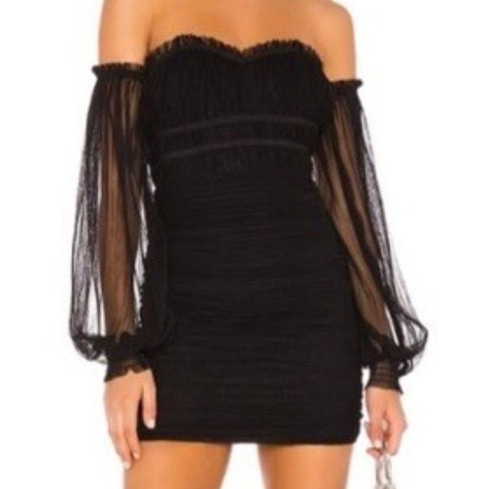 MAJORELLE Black Sheer Zata Dress